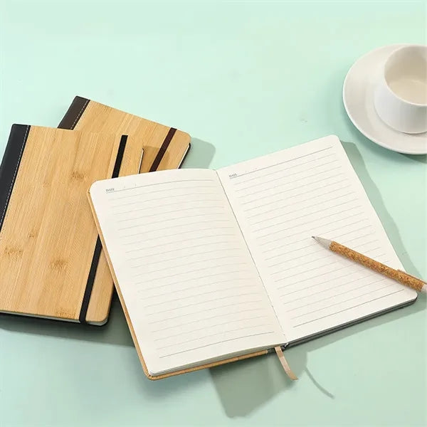 A5 bamboo grain cover journal notebook for office school