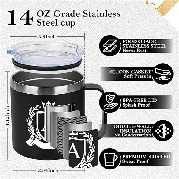 14oz Double-layer Stainless Steel Handle Cup
