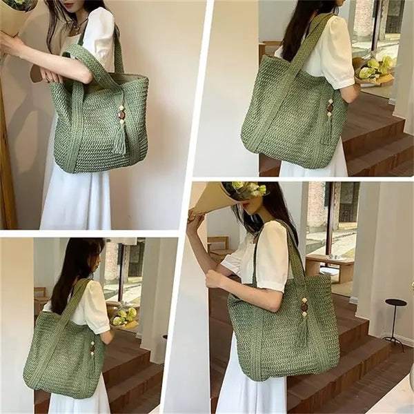 Beach Tote Straw Bag for Summer Vacation