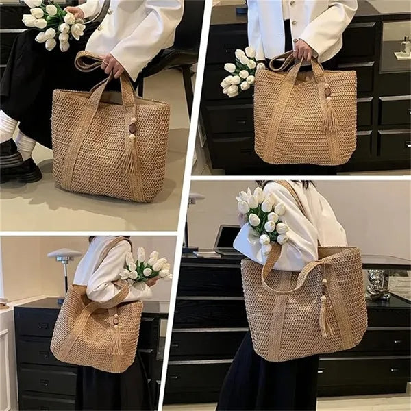 Beach Tote Straw Bag for Summer Vacation