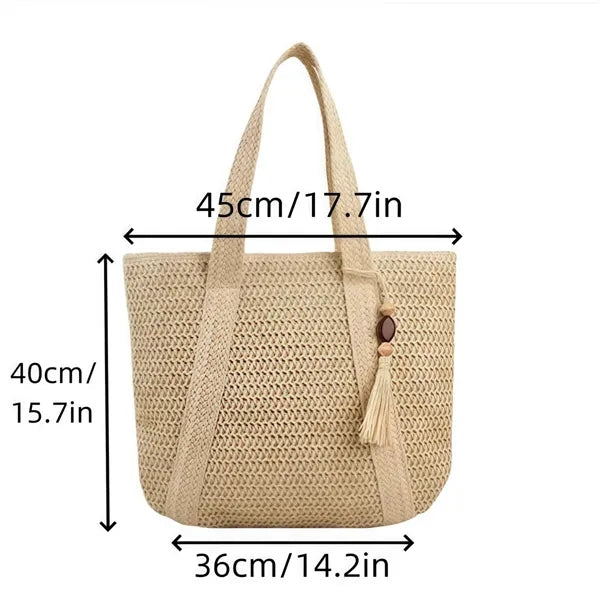 Beach Tote Straw Bag for Summer Vacation