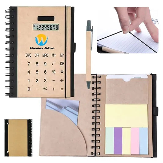 Kraft Paper Notebook With Solar Powered Calculator