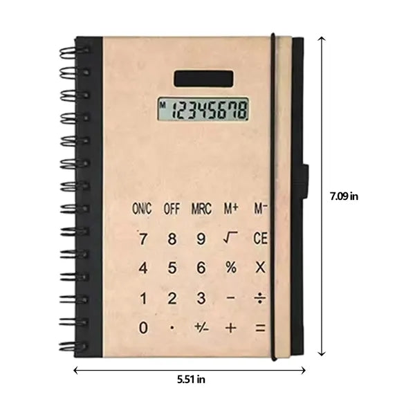 Kraft Paper Notebook With Solar Powered Calculator