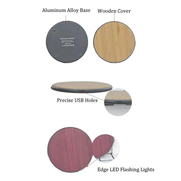 15W Wooden Round Wireless Charger