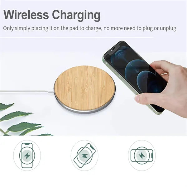 15W Wooden Round Wireless Charger