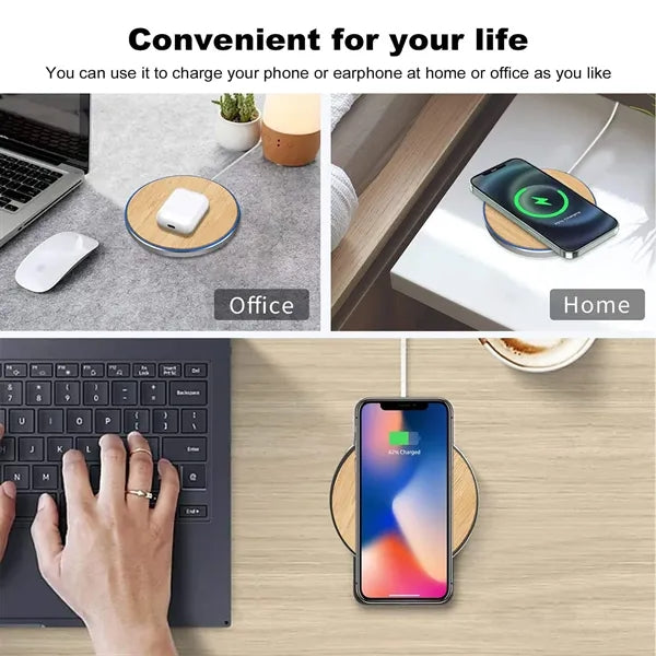 15W Wooden Round Wireless Charger