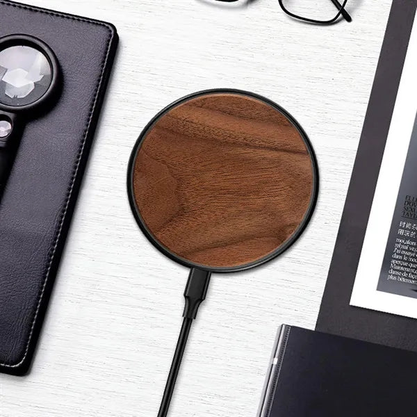 15W Wooden Round Wireless Charger