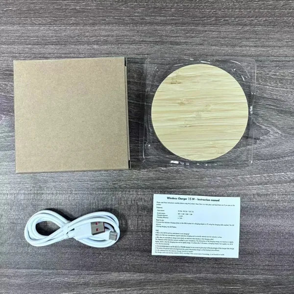 15W Wooden Round Wireless Charger