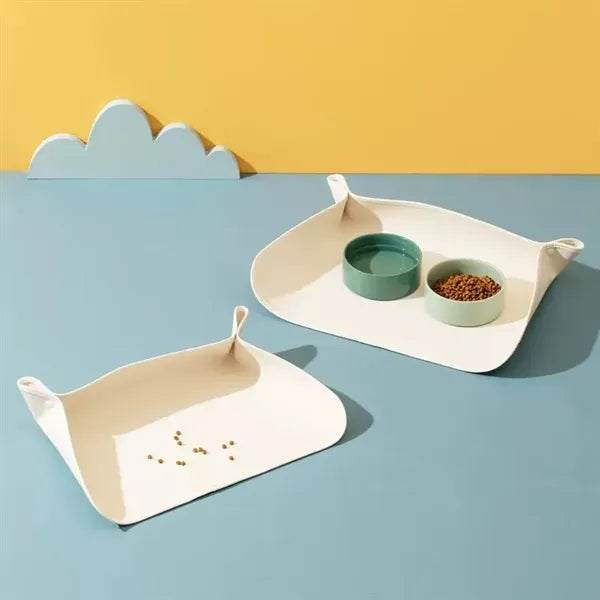 Premium PU Leather Buckle Pet Feeding Mat