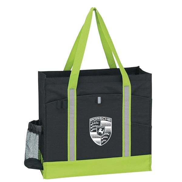 Unique Big Event Zippered Tote Bag with reflective bars