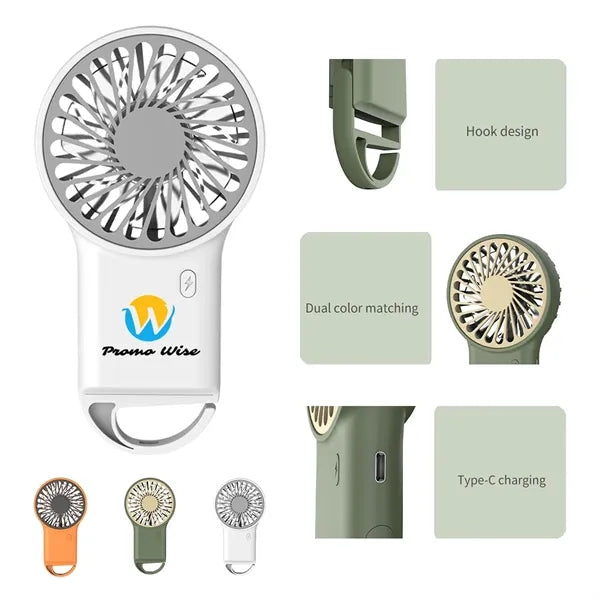 Handheld Foldable USB Mini Fan with Carabiner