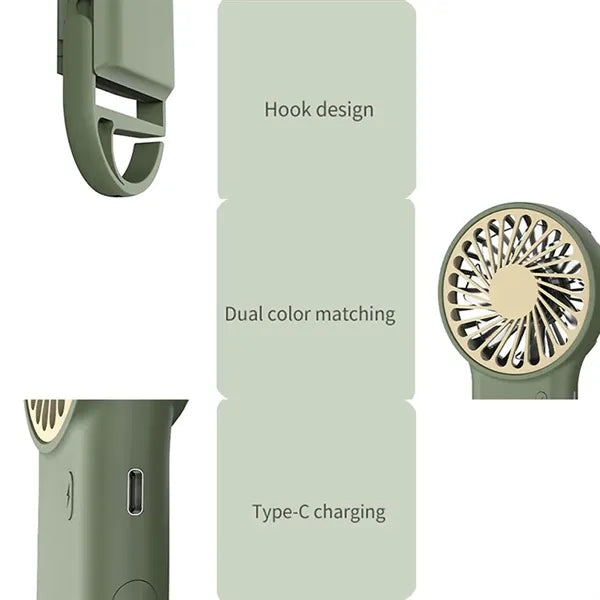 Handheld Foldable USB Mini Fan with Carabiner