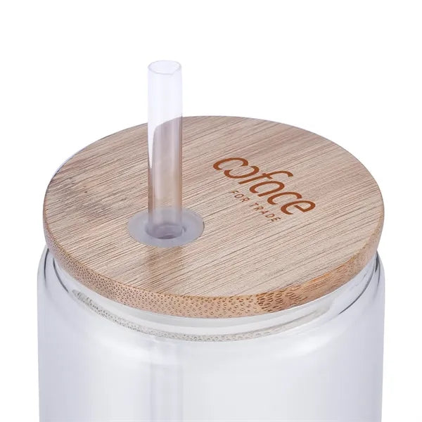 Lucid Glassware 18oz Glass Can with Bamboo Lid & Straw