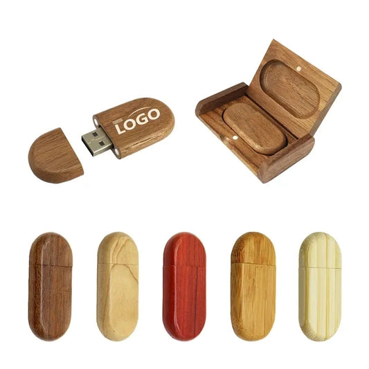 32GB Oval Wooden USB Flash Drive