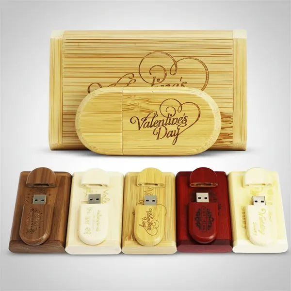 32GB Oval Wooden USB Flash Drive