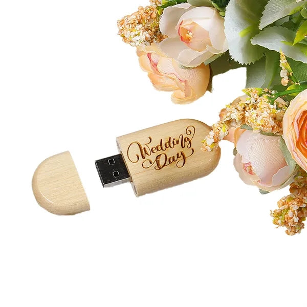 32GB Oval Wooden USB Flash Drive