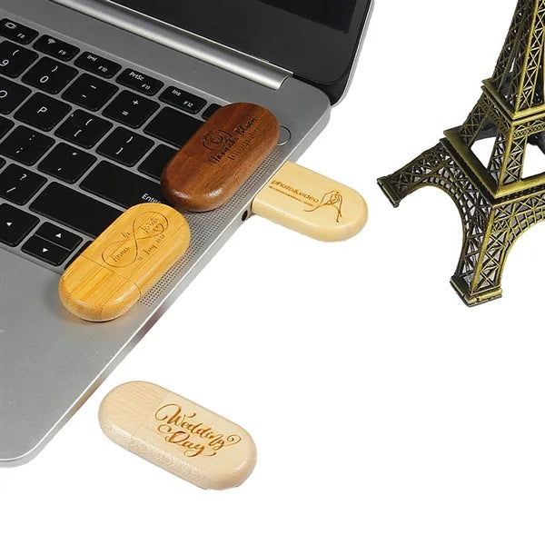 32GB Oval Wooden USB Flash Drive