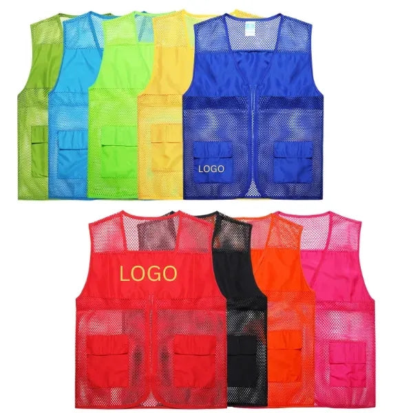 Mesh Utility Zip Vest With Flap Pockets
