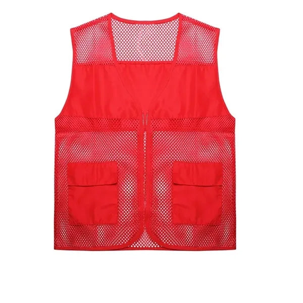 Mesh Utility Zip Vest With Flap Pockets