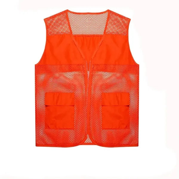 Mesh Utility Zip Vest With Flap Pockets