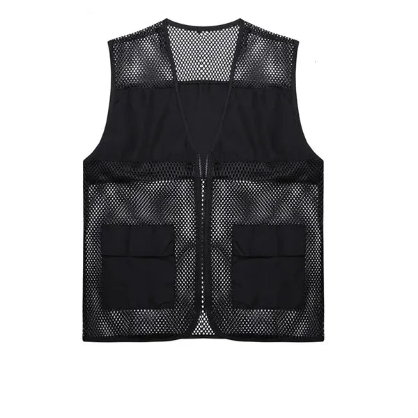 Mesh Utility Zip Vest With Flap Pockets