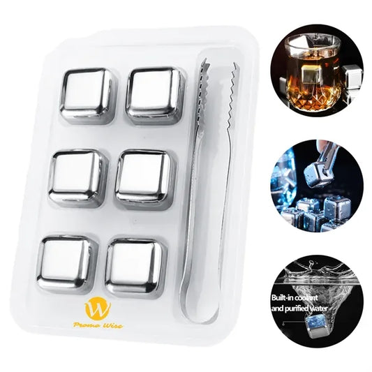 6 Grains 304 Stainless Steel Ice Block Set With Case, Clips