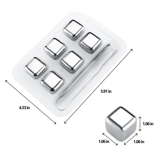 6 Grains 304 Stainless Steel Ice Block Set With Case, Clips