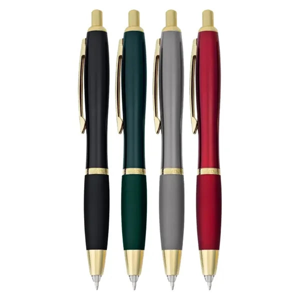 Union Printed - Gold Lighted Tip Click Metal Pen