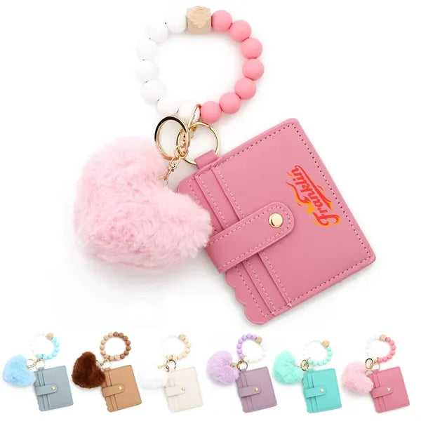 Cute Beaded Card Holder Keychain