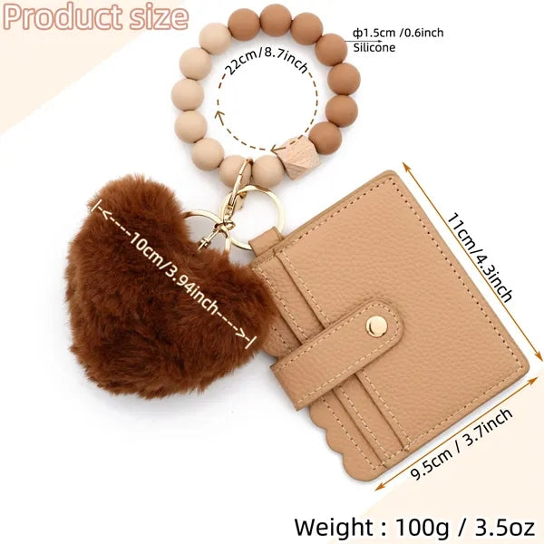 Cute Beaded Card Holder Keychain