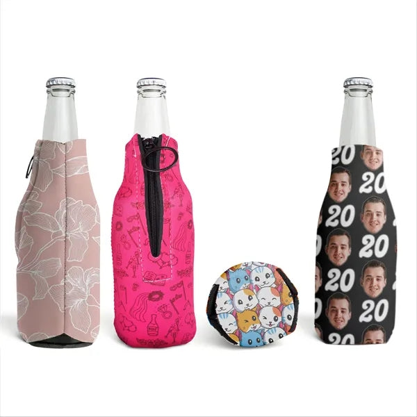 Full Color Zipper Fabric Bottle Coolie
