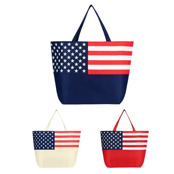 Non-Woven American Flag Tote Bag