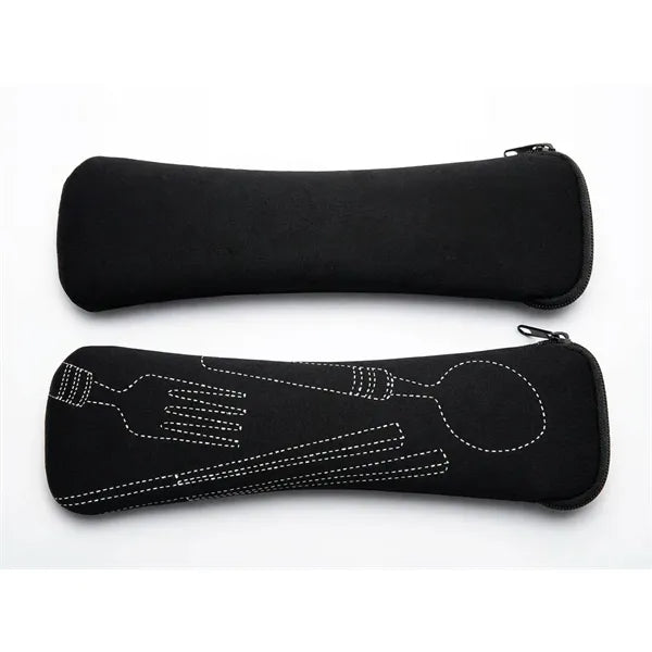 4 PCS Stainless Steel Travel Cutlery Set w/ Neoprene Pouch