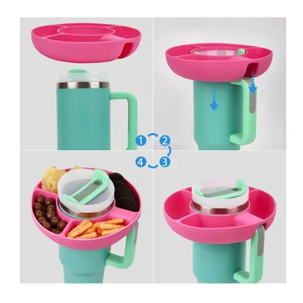 40 OZ.Tumbler Silicone Lid W/Snack Tray