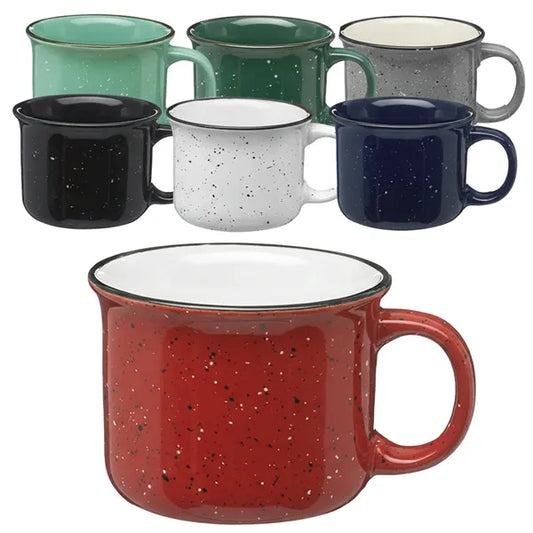 Tin Cup Style Speckled Ceramic Coffee Mug, 7.5 oz.