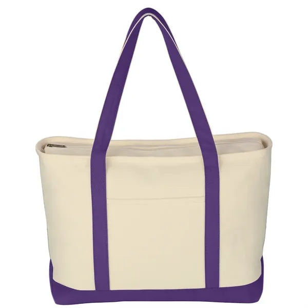 Large Cotton Tote Bag with Zipper
