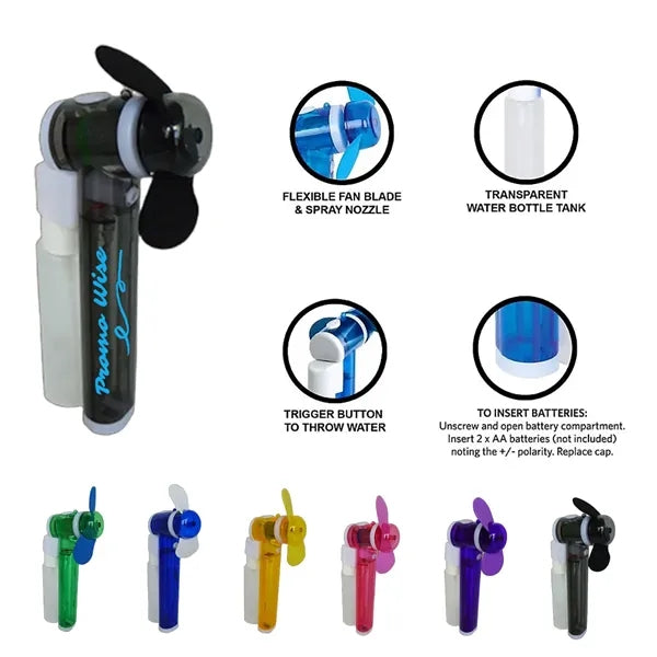 Portable Battery-Powered Handheld Mini Fan with Mist Spray