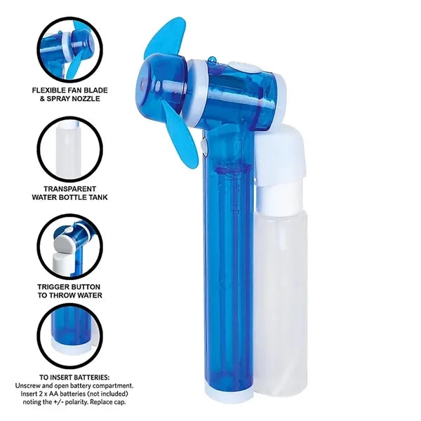 Portable Battery-Powered Handheld Mini Fan with Mist Spray