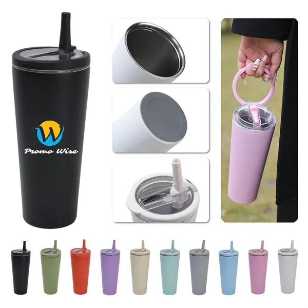 Dual-Drinking Stainless Steel Insulated Cup With Loop Handle