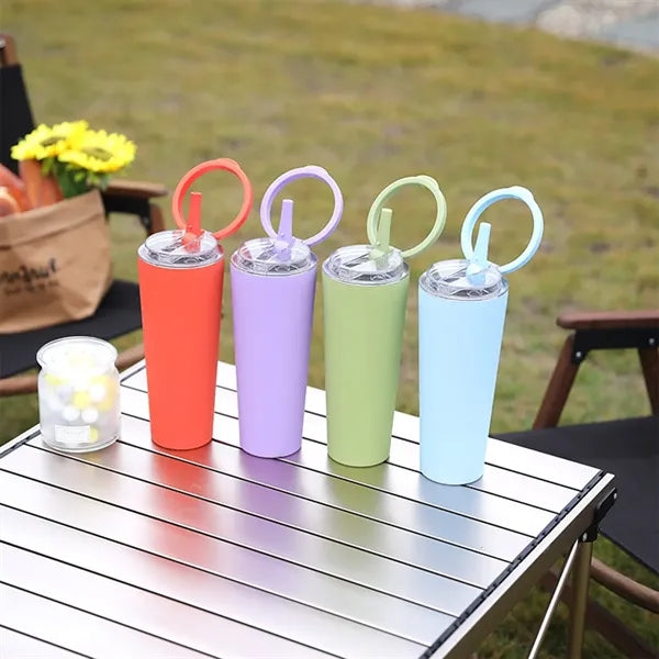 Dual-Drinking Stainless Steel Insulated Cup With Loop Handle