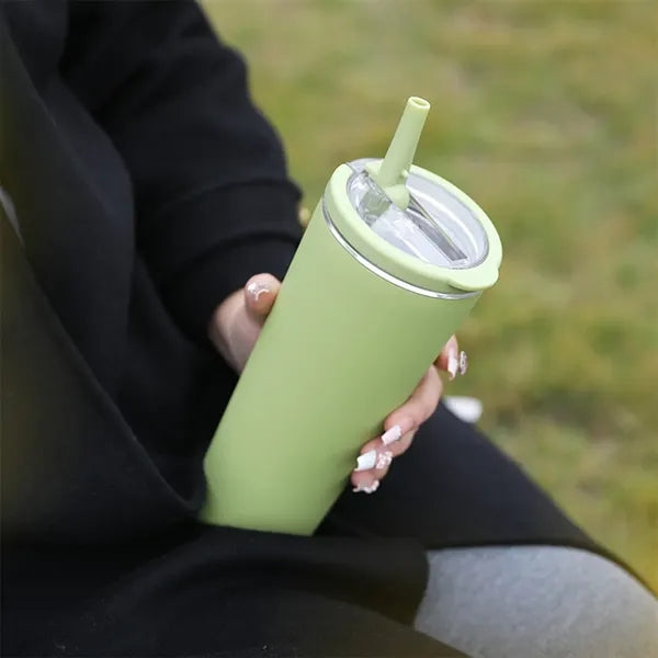 Dual-Drinking Stainless Steel Insulated Cup With Loop Handle