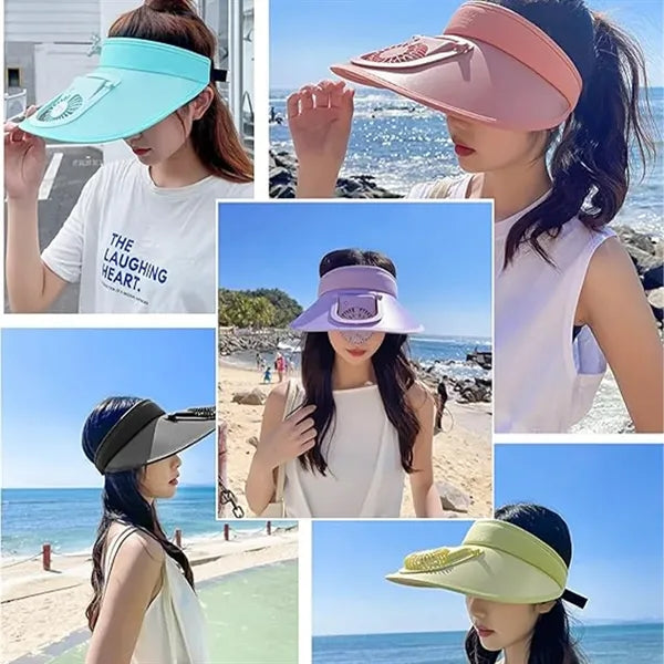 USB Rechargeable Cooling Fan Hat for Summer Outdoor