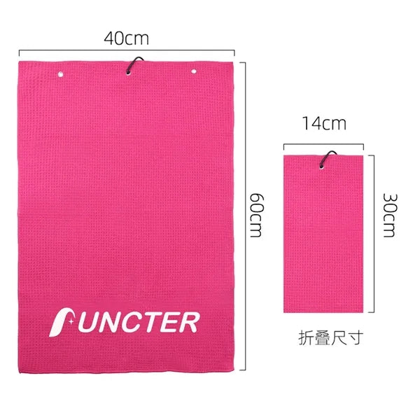 Microfiber Golf Towel- Waffle Pattern, Carabiner Clip