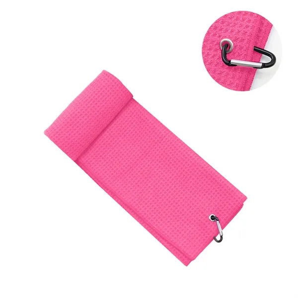 Microfiber Golf Towel- Waffle Pattern, Carabiner Clip
