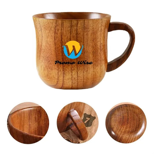 Solid Jujube Wood Mug with Heat-Resistant Handle