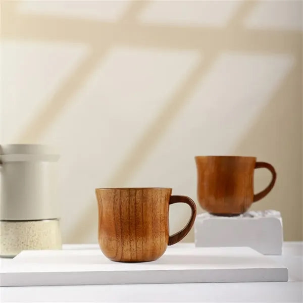 Solid Jujube Wood Mug with Heat-Resistant Handle