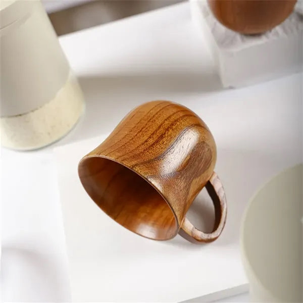 Solid Jujube Wood Mug with Heat-Resistant Handle