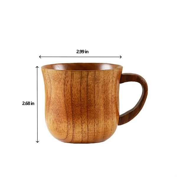Solid Jujube Wood Mug with Heat-Resistant Handle