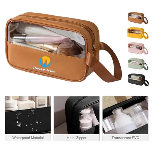 PVC Waterproof Travel Cosmetic Bag With Patchwork Design