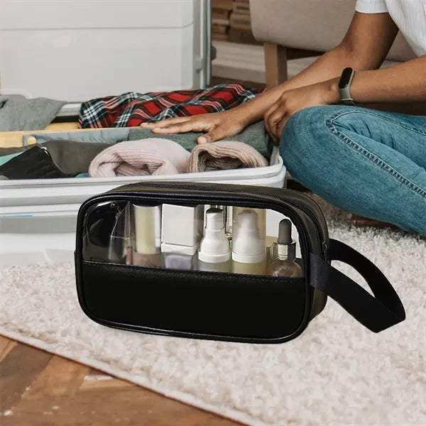 PVC Waterproof Travel Cosmetic Bag With Patchwork Design